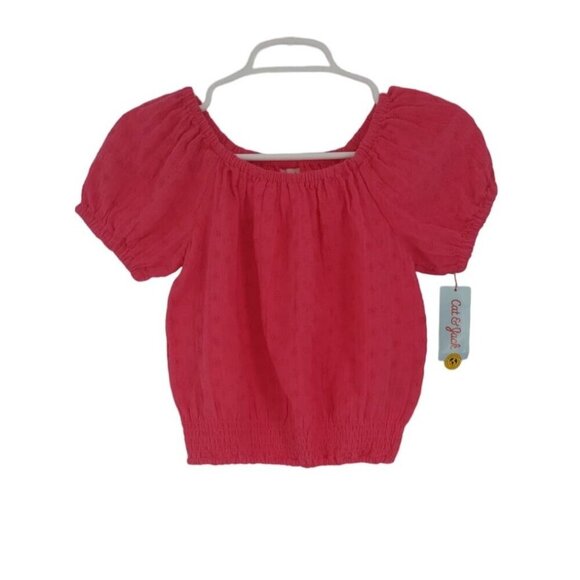 Cat & Jack Other - Cat & Jack Girls Pink Puff Sleeve Embroidered Blouse Size M/ 8.